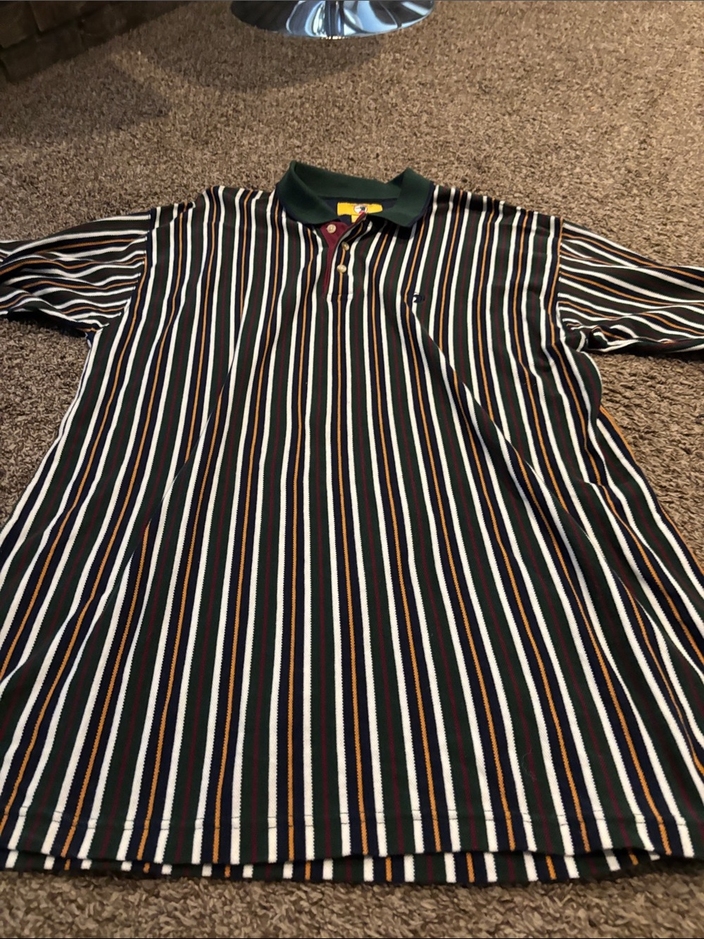 Duck Head Men's Dark Green Multi-Stripe Polo